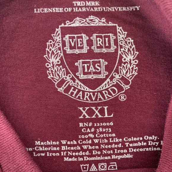 Harvard University Maroon Short Sleeve Crewneck Shirt Mens 2XL XXL - Picture 3 of 4